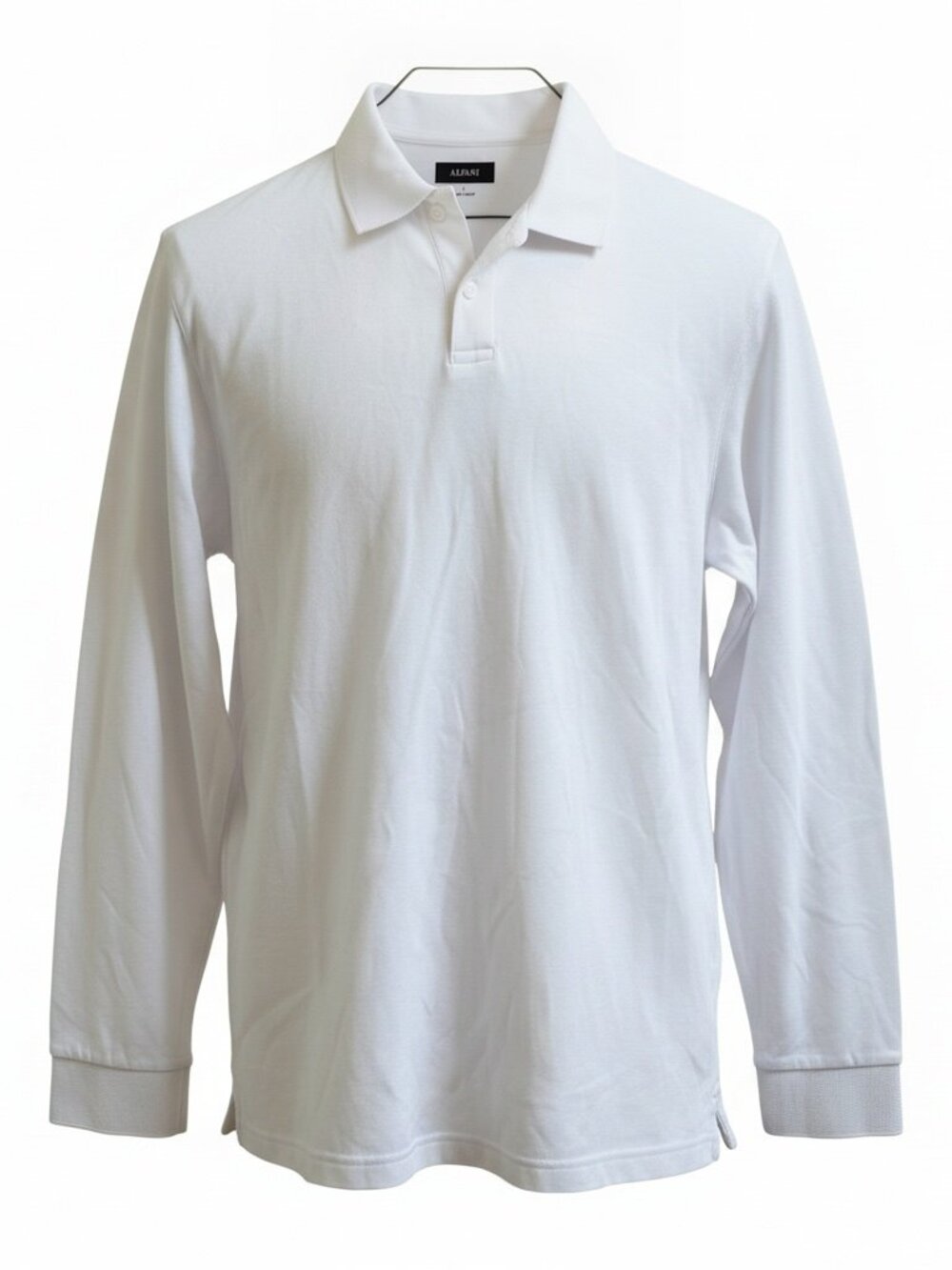 Alfani Long Sleeve Supima Polo - SIze Large - White